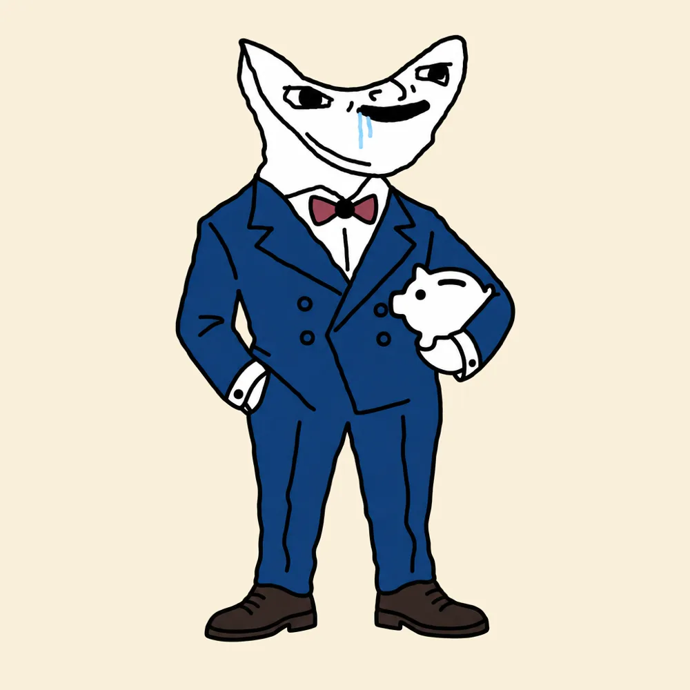 The Advisor standing with a piggy bank under his arm